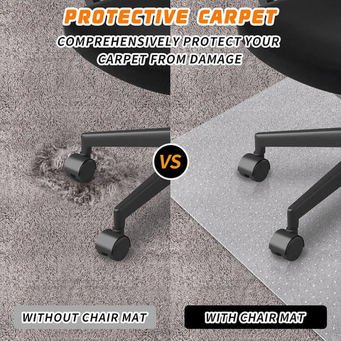 Thick Office Chair Mat For Carpeted Floors 48 By 30 Desk Mat With Easy Glide For Rolling Chairs On Low Pile Carpets No Curling Plastic Floor Protector comparison
