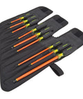 Insulated Screwdriver Set 9-Piece Pro Grade Hand Tools, 1000 VAC Rated Safety with dual layer insulation in open case.