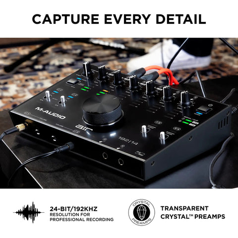 USB C Audio Interface For Studio Recording With 8 Inputs And 4 Outputs MIDI In Out 24 Bit 192 KHz Resolution Ultra Low Latency