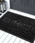 Welcome Mat Outdoor Waterproof Non Slip Entryway Rug For Front Door And Patio Low Profile Indoor Outdoor Mat Black 29.5x17