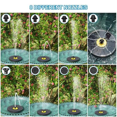 Solar Powered Bird Bath Fountain Pump With Glass Panel 3.5W No Battery Outdoor Water Fountain Kit and different nozzles