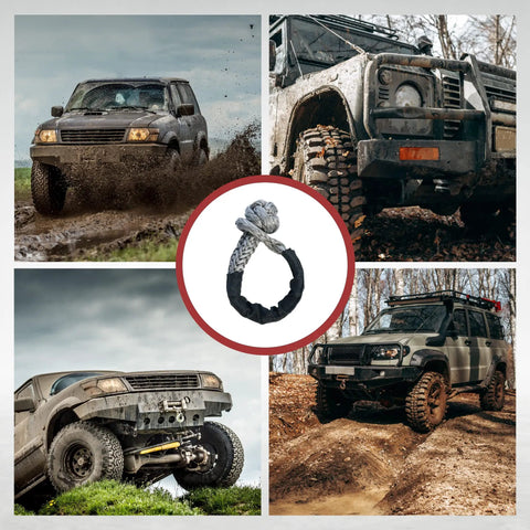 Beefy Soft Shackle Half Inch By 22 Inch 2 Pack 55000 Lb Max Strength Recovery Rope with SUVs in off-road conditions