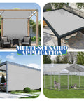 10x12 Foot Waterproof Shade Sail For Patio And Garden, Dope Heavy Duty Rectangle Sun Shade With Grommets UV Block Protection, Outdoor Pergola Cover, Light Gray Canopy For Backyard And Outdoor Living displayed in various outdoor settings.