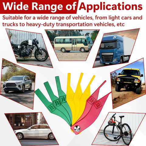 Image showing 8 Piece Brake Pad Thickness Gauges Set With Color Coded Scale among various vehicle types for wide application