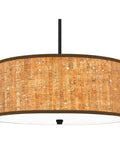 Hoffman 4 Light Matte Black Pendant With Faux Wood Veneer Drum Shade Durable Steel Construction Perfect For Rustic Farmhouse Cabin Lodge Vibe And Transitional Living Spaces