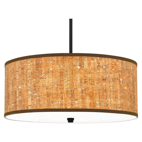 Hoffman 4 Light Matte Black Pendant With Faux Wood Veneer Drum Shade Durable Steel Construction Perfect For Rustic Farmhouse Cabin Lodge Vibe And Transitional Living Spaces