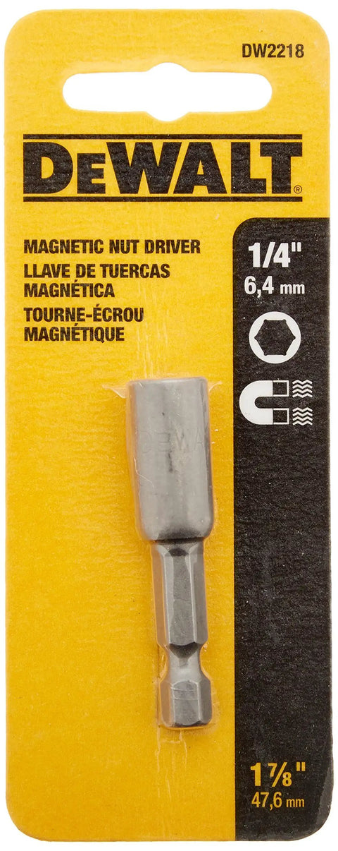 Impact Nut Driver Magnetic 1/4 Inch by 1-7/16 Inch Heavy-Duty Hex Driver in retail packaging.