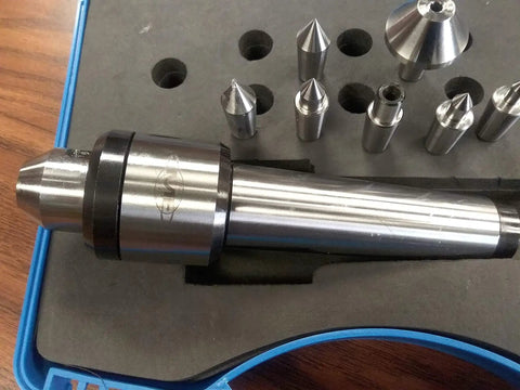 9 Piece Lathe Ready Live Center Set With Morse Taper 4 Shank Swap In 7 Tips Including Conical Bullnose And Pipe 5 13/16 Inch