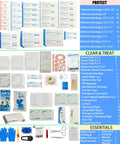 Contents of Hard Shell Waterproof First Aid Kit With 262 Pieces, showing bandages, gauze, and essential emergency supplies.