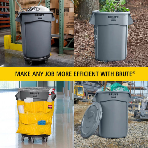 Heavy-Duty 10-Gallon Yellow Round Trash Can For Outdoor Use, Built Tough For Landscapers, Construction Sites, Restaurants And Offices, Easy-Lift Venting Channels For Quick Liner Removal in varied settings