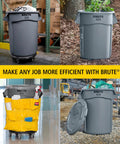 Heavy Duty Round 20 Gallon Trash Can Blue Outdoor Waste Container in diverse setups, including construction and warehouse settings.