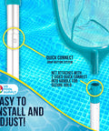 5 Foot Leaf Skimmer Net With 4 Aluminum Pole Sections Ultra Fine Mesh Basket 60 Inch Reach Quick Clean assembly close-up