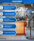 20 Inch High Velocity Industrial Pedestal Fan With All Metal Construction Aluminum Blades in workshop setting