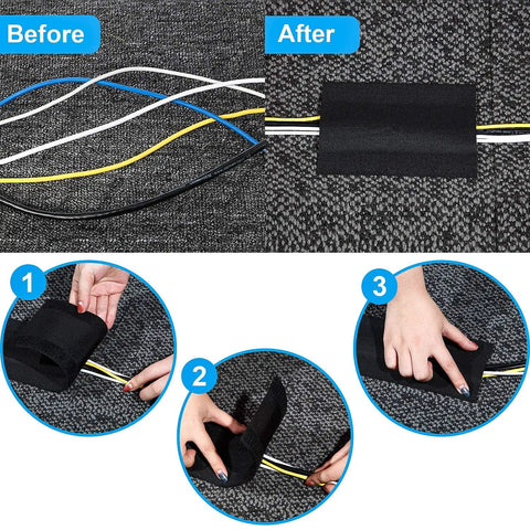 Carpet Cord Cover Cable Protector For Commercial Office Carpet 9.84 Ft Black Easy To Cut And Install Rope Loop Design