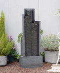 Modern Outdoor Water Fountain With LED Lights, 49.6 Inch Cascading Waterfall For Indoor Or Outdoor Use, Chill Garden Vibes For Patio