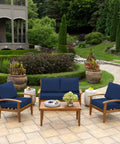 Outdoor Loveseat Cushion Set 3-Piece With 2 Back Pillows And 1 Bottom Cushion, 48 By 24 Inches, Sapphire Blue, on patio furniture