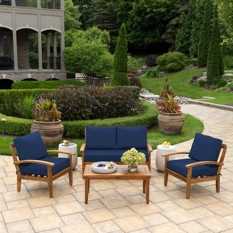 Outdoor Loveseat Cushion Set 3-Piece With 2 Back Pillows And 1 Bottom Cushion, 48 By 24 Inches, Sapphire Blue, on patio furniture