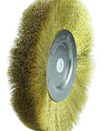 6 Inch Narrow Face Crimped Wire Wheel With Brass Fill For Light To Medium Cleaning And Deburring Of Soft Nonferrous Parts, 5/8 To 1/2 Inch Arbor, Pack Of 2, Made In USA