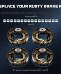 Four Youxmoto 10x2-1/4 trailer electric brake assemblies (2 right-hand, 2 left-hand) with mounting hardware.