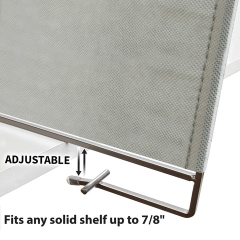 Set Of 2 Shelf Dividers For Closet Organization And Linen Storage Easy Slide Towel And Linen Dividers Space Saving Linen Closet Organizer Keeps Pants And Towels Neat Platinum Finish with adjustable clip fitting shelf up to 7/8 inch.
