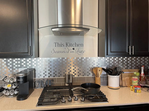 Kitchen with 10 Pack Self Adhesive Metal Backsplash Tiles For Kitchen Or Bathroom Peel And Stick 12 By 12 Silver Aluminum DIY Friendly