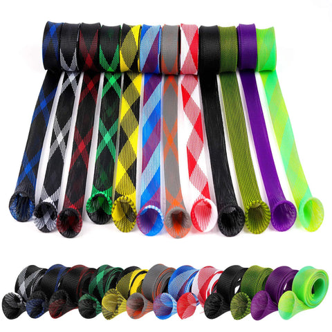 12 Pack Rod Sock Fishing Rod Sleeves Mesh Covers For Spinning And Casting Rods Dope Protective Sleeve With Flat Or Pointed End 12 Color Options For Sea Fishing Gear. 12-pack PET mesh rod covers, 66.9 in long, shown in assorted colors