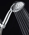 Square 6 Setting High Pressure Hand Shower With Extra Long 72 Inch Stainless Hose Bracket Solid Brass Fittings All Chrome Finish