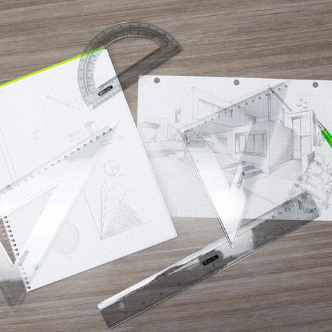Clear 6 Inch Semicircular Protractor For Geometry And Math 180 Degree Angle Ruler Plastic School Protractor For Students No Fuss Drafting And Accurate Measuring Tool on sketch papers
