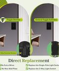 Smooth As Butter Toggle Dimmer Switch For Led And Incandescent Bulbs Single Pole Or Three Way Wiring Slick Black Plate showing 3-way common screws.