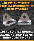 Heavy Duty 26kn Climbing Anchors Rated To 5845 Pounds Solid Steel Bolt Hangers Universal Fit for home gyms and hammocks, zinc-plated design.