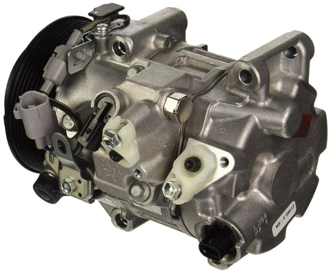 Brand New Auto Air Conditioning Compressor With Clutch For Reliable Vehicle HVAC Upgrades, grey metal unit with connectors and pulley.