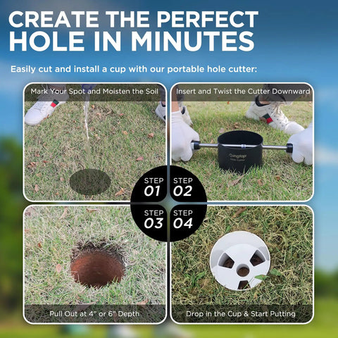 Create the perfect golf hole in minutes with Outdoor And Indoor Practice Golf Hole Cups For Putting Green 4 Inch Depth Two Pack