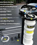 Garage Ready 6.5 Liter Manual And Pneumatic Oil Fluid Extractor Pump With Complete Accessory Kit for slick vehicle and marine fluid drains.