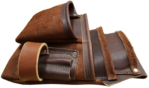 All Leather Heavy Duty Tool Pouch For Pros Reinforced Seams Pro Grade 4 Pocket Framing Pouch With Hammer Loop Handmade In The USA