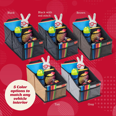Backseat Car Organizer With Built In Cup Holders And Mesh Pockets Foldable With Handles 9 Compartments in 5 colors