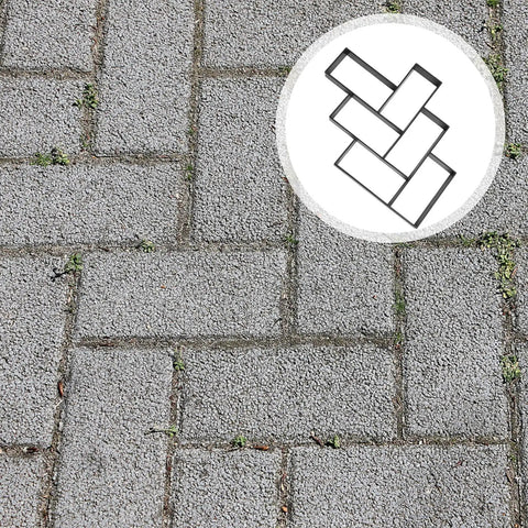 Concrete path made with Walkway Paver Mold Kit Reusable Concrete Path Maker, showing installed paving stones in a garden.