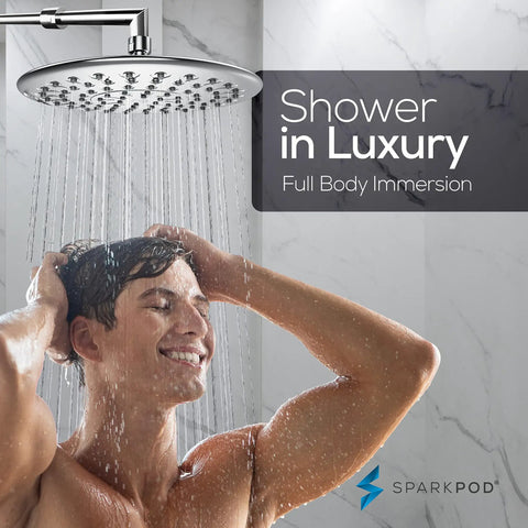 Massive 9.5 Inch Rain Shower Head With High Pressure Water Flow Full Body Coverage Anti Clog Silicone Nozzles Easy Install Chrome Finish