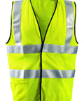 Flame Resistant Mesh Vest With Dual Stripe ANSI Class 2 Arc Rating ATPV 5.1 Cals Per Cm2 Modacrylic Fabric Yellow Medium