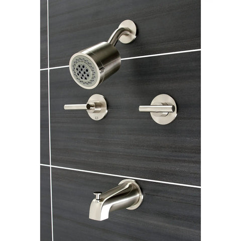 Manhattan Tub And Shower Faucet In Brushed Nickel Finish, Solid Brass Core With ABS Components, Wall Mount Design