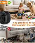 Adjustable Under Couch Blocker For Pets Smooth Sliding Barrier To Catch Rolling Toys Remotes Keeps Floors Clutter Free Breathable Fabric Design near child playing and dog