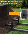 Clamp On Pallet Forks For Tractors And Skid Steers 43 Inch Long 2000 Lb Capacity Universal Fit To Loader Buckets in use