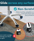 Office chair with Heavy Duty Office Chair Wheels Set Of 5 For Hardwood Floors And Carpet Replacement Rubber Casters in use.