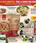 14 Rare Tomato And Tomatillo Garden Seeds Variety Pack With Over 1025 Non GMO Heirloom Seeds For Outdoor And Indoor Home Gardening Perfect For Backyards And Indoor Grow Setups with tools, guides, and resealable bag.