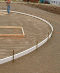 13 Piece Plastic Concrete Forms Set for Walkways 4x73 Inches Flexible Flatwork Curb Tools installed on construction site