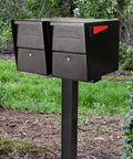 Two Mailbox Spreader Bar For Dual Mailbox Setup On One Post, Heavy Duty 12 Gauge Steel With Black Powder Coat, installed outdoors