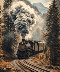 Steam Train Canvas Wall Art Retro Locomotive On A Mountain Forest Scenic Poster 8x12 Inch Unframed Or Framed Ready To Hang