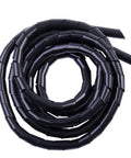Black Spiral Cable Wrap, 3 1/2 ft, 2 Piece, Flexible Polyethylene Split Cable Sleeve coiled for wires