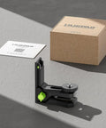 Magnetic L Shape Pivoting Base For Line And Point Laser Levels With 1/4-20 Male Threads 1/4-20 And 5/8-11 Female Mounts in packaging