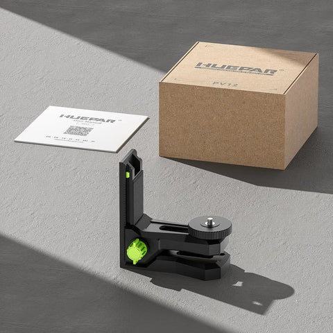 Magnetic L Shape Pivoting Base For Line And Point Laser Levels With 1/4-20 Male Threads 1/4-20 And 5/8-11 Female Mounts in packaging