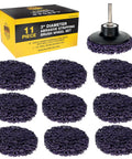 11 Piece 3 Inch Diameter Abrasive Stripping Brush Wheel Set with 10 Quick Change Discs and 1/4 Inch Drill Backing Pad